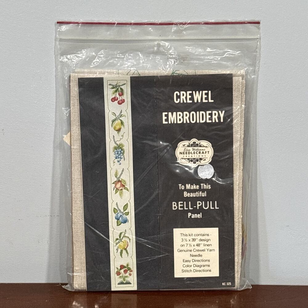Elsa Williams Crewel Embroidery Kit Fruits Bell Pull Kit 3.5x39 Inches KC325